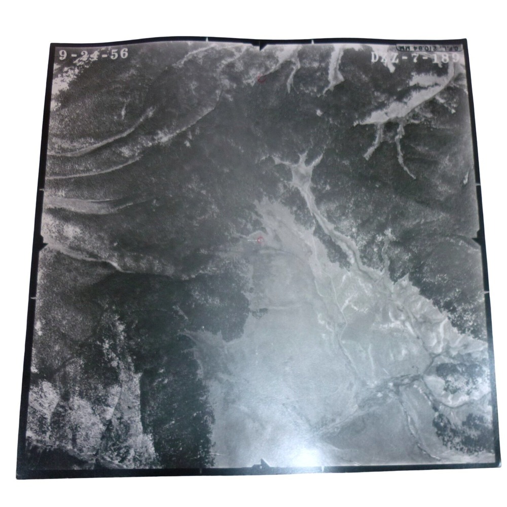 Vtg 1956 Aerial Photograph Mountain Topography DAZ-7-189 9x9 B&W Survey Photo